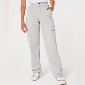 HOLLISTER Ultra high rise twill cargo dad pants (olive color)